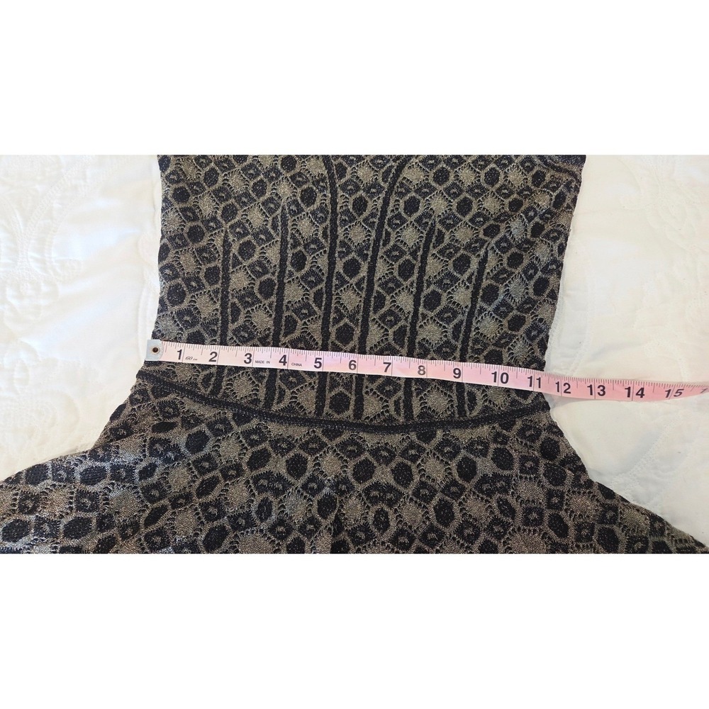 Alexander McQueen Metallic Jacquard Knit Skater Dress Fit Flare Black Gold Small - Picture 5 of 15
